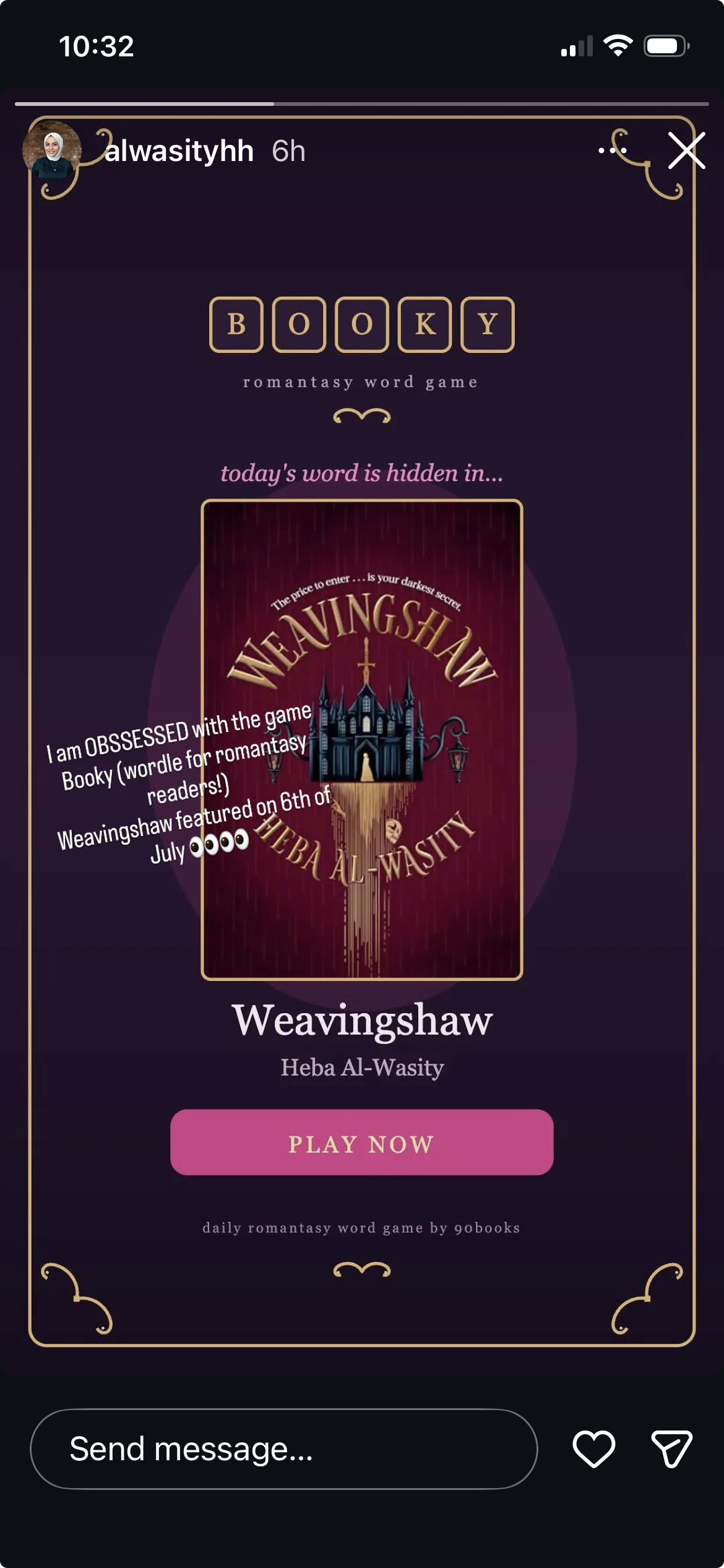 Screenshot of Heba Al-Wasity sharing Booky on her Instagram story
